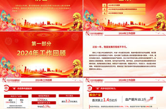 紅色大氣2025政府工作報告PPT學習全國兩會精神黨課下載