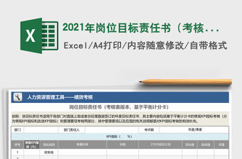 2021年崗位目標責任書（考核表版本，基于平衡計分卡）