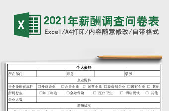 2021年薪酬調查問卷表