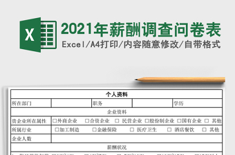 2021年薪酬調(diào)查問(wèn)卷表