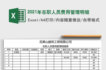 2021年在職人員費(fèi)用管理明細(xì)