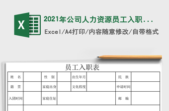 2021年公司人力資源員工入職表