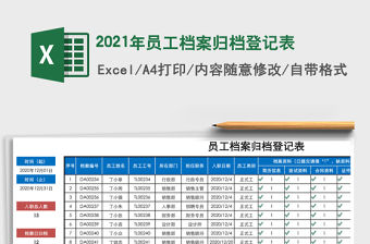 2021年員工檔案歸檔登記表