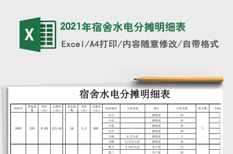 2021年宿舍水電分?jǐn)偯骷?xì)表