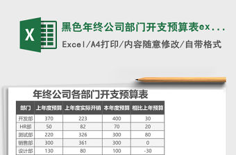 黑色年終公司部門開支預(yù)算表excel模板