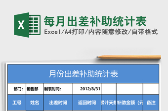 每月出差補(bǔ)助統(tǒng)計(jì)表