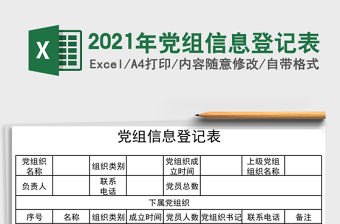 2021年黨組信息登記表