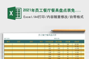 2021年員工餐廳餐具盤點表免費下載