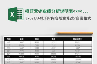 橙藍營銷業績分析說明表excel表格模板