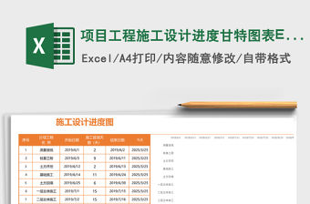 項目工程施工設計進度甘特圖表Excel表格模板
