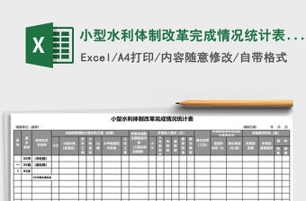 小型水利體制改革完成情況統(tǒng)計表Excel模板