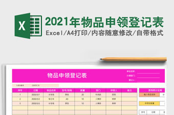 2021年物品申領登記表