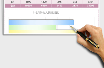 霧面多彩半年個人收入分析表excel模板