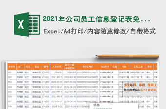 2021年公司員工信息登記表免費下載