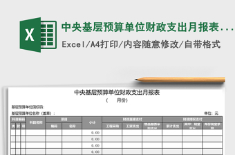 中央基層預(yù)算單位財(cái)政支出月報(bào)表Excel模板