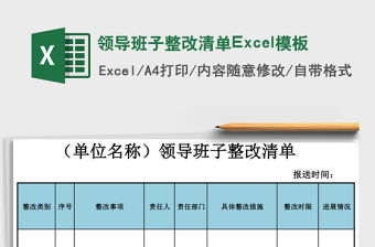 領(lǐng)導(dǎo)班子整改清單Excel模板