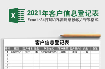 2021年客戶信息登記表