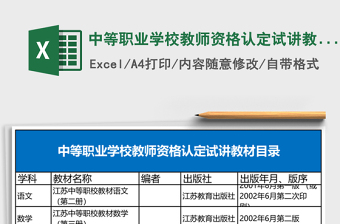 中等職業(yè)學校教師資格認定試講教材目錄Excel表格