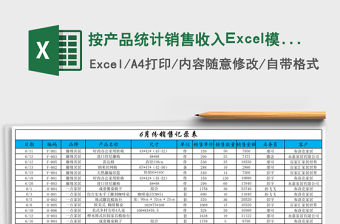 按產品統計銷售收入Excel模板