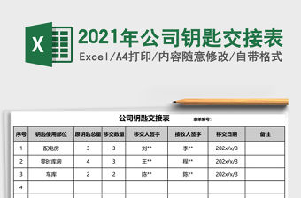 2021年公司鑰匙交接表