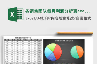 各銷售團隊每月利潤分析表excel模板黑