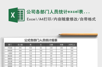 公司各部門人員統計excel表格