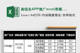 高級灰APP推廣excel表模板