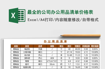 最全的公司辦公用品清單價(jià)格表