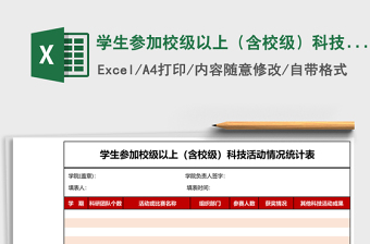 學(xué)生參加校級(jí)以上（含校級(jí)）科技活動(dòng)情況統(tǒng)計(jì)表