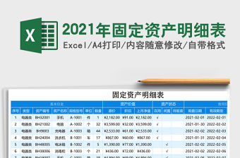 2021年固定資產(chǎn)明細(xì)表