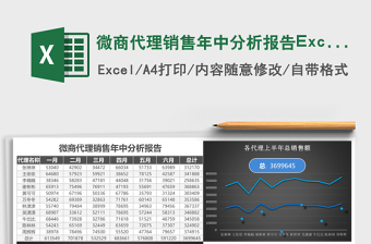 微商代理銷售年中分析報(bào)告Excel模板黑