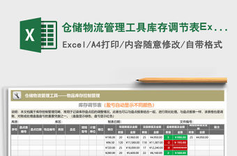 倉儲物流管理工具庫存調節表Excel模板