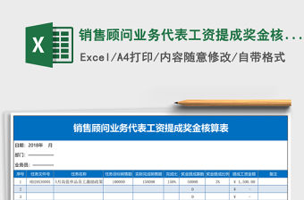 銷售顧問業(yè)務(wù)代表工資提成獎(jiǎng)金核算表Excel模板