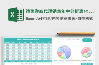 鏡面微商代理銷售年中分析表excel模板
