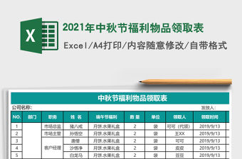 2021年中秋節(jié)福利物品領(lǐng)取表