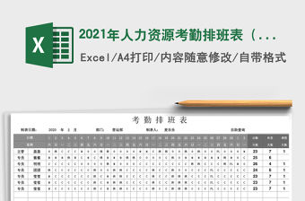 2021年人力資源考勤排班表（自動計算）