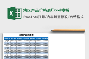 地區(qū)產品價格表Excel模板