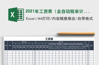 2021年工資表（全自動稅率計算）