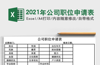 2021年公司職位申請表