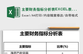 主要財務指標分析表EXCEL表格模板