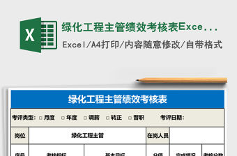 綠化工程主管績效考核表Excel表格