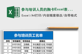 參與培訓(xùn)人員的胸卡Excel表格