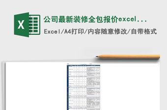 公司最新裝修全包報價excel模板