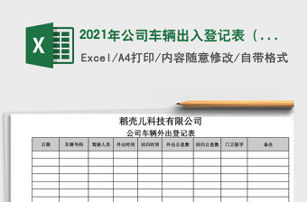 2021年公司車輛出入登記表（使用登記）