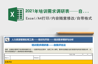 2021年培訓需求調(diào)研表——自我評估法