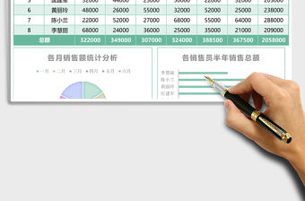 銷售部員工半年銷售報表excel模板表格