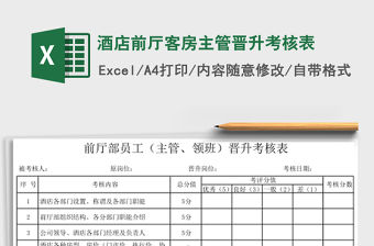 酒店前廳客房主管晉升考核表