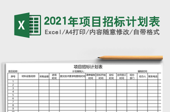 2021年項目招標計劃表