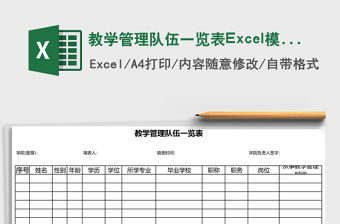 教學管理隊伍一覽表Excel模板