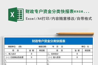 財(cái)政專戶資金分類快報(bào)表excel模板